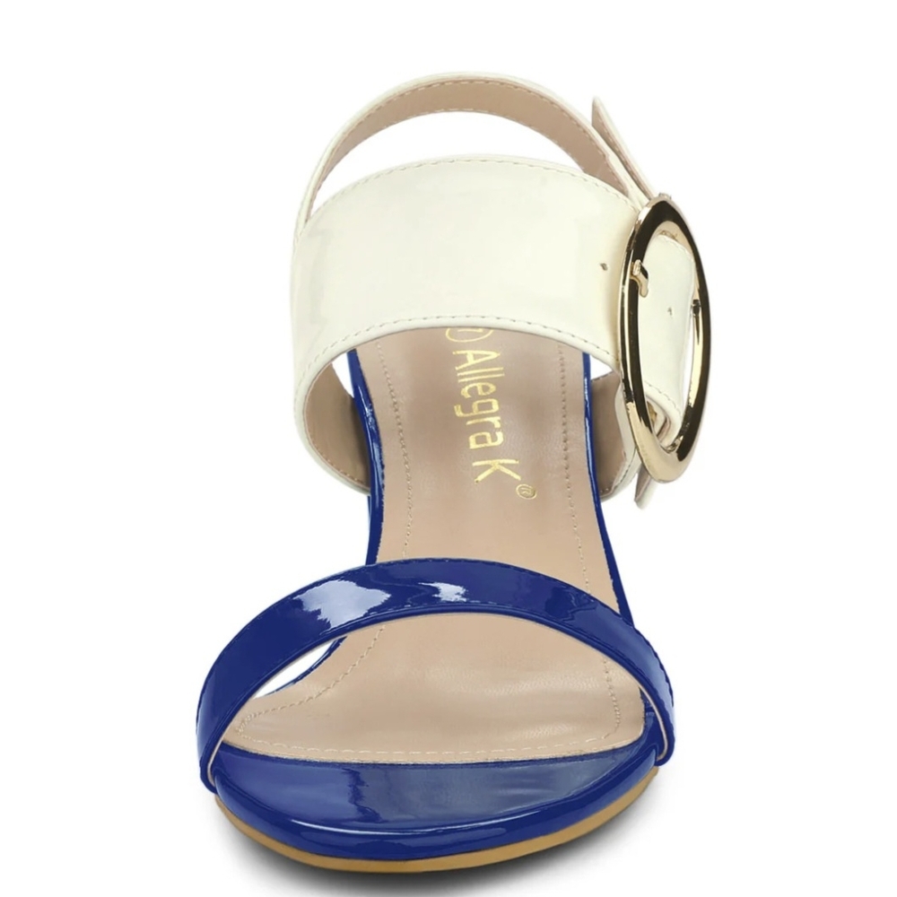 Allegra K Blue and White Heels with Chic Design - Picture 3 of 6